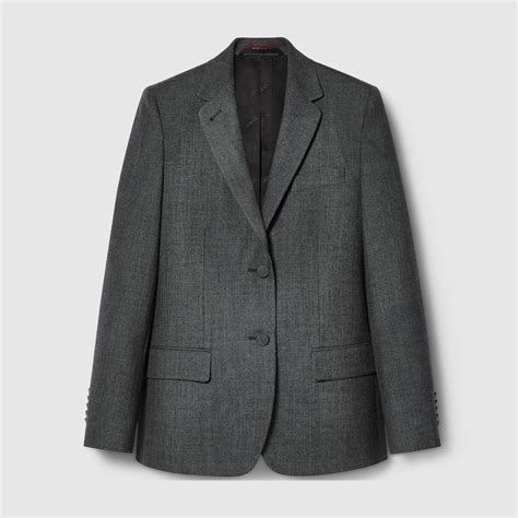 Single breasted wool grisaille jacket in grey 